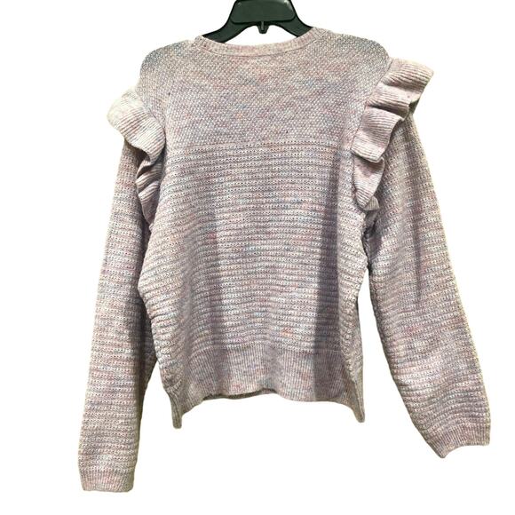 Lauren Conrad LC Sweater Women’s XXL Dizzy Striped Knit Ruffle Shoulder Pastel - Picture 4 of 5